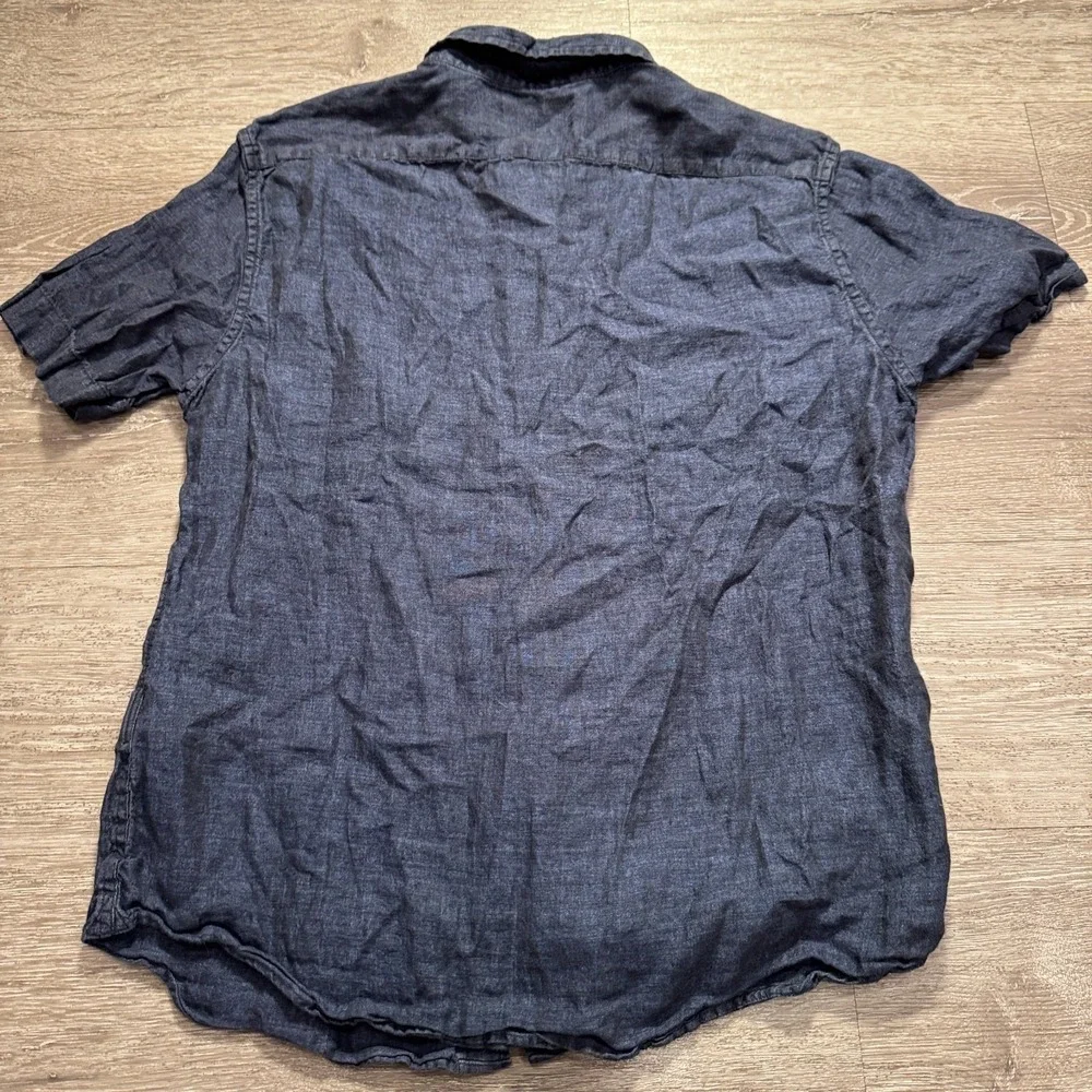 Banana Republic Shirt Men Large Blue 100%‎ Linen Slim Fit Summer Casual Preppy